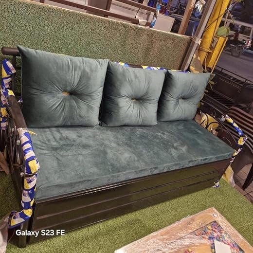 3-Seater Metal Garden Bench Set