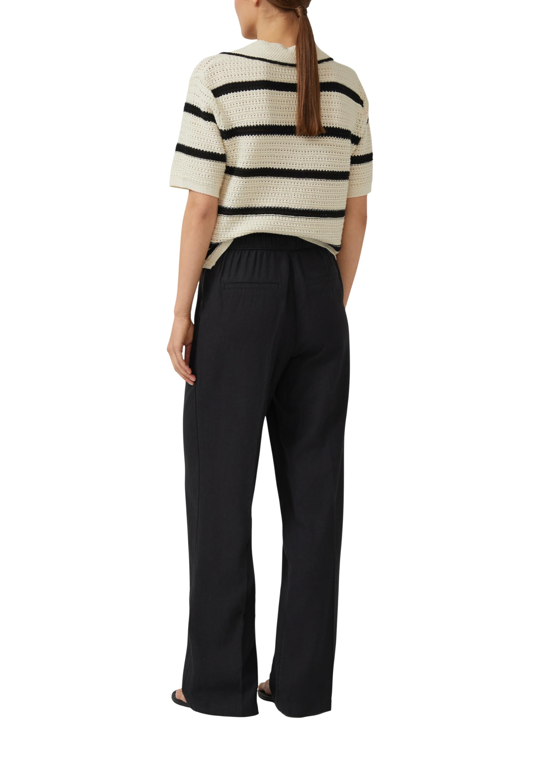 s.Oliver Damen Leinen-Mix Hose lang Leinenmix-Hose mit Elastischem Bund
