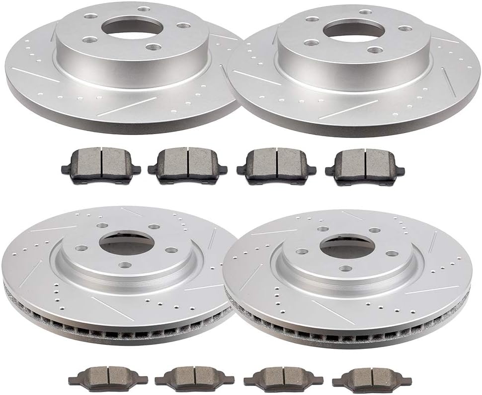 Brake Discs, Rotors &amp; Hardware For Chevrolet HHR Front &amp; Rear Disc Brake Rotors &amp; Pads Kit For Chevy HHR, Malibu, G5, G6, Saturn Aura - 10-Piece Detroit Axle Brake Rotors