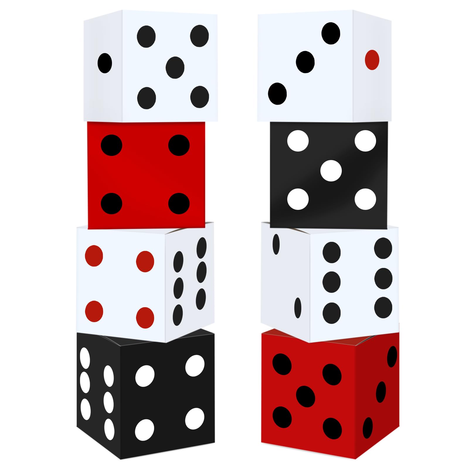 Photo 1 of 8PCS Large Casino Dice Boxes 11 Inch Casino Theme Party Decoration Jumbo Giant Dice Favor Boxes Bulk for Board Game Night Table Centerpiece Las Vegas Graduation Prom Birthday Party Supply, Multicolor