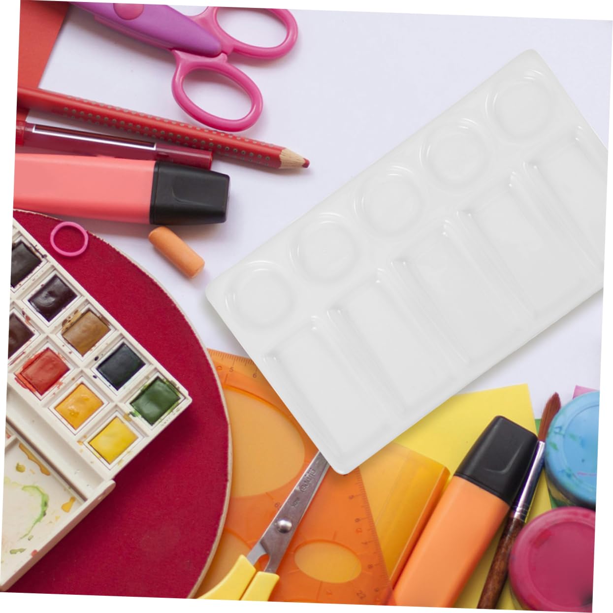 2stücke Aquarellpalette mit Mulden Rechteckig für Mischen und Trennen von Farben Geeignet für Aquarell und Acrylfarben