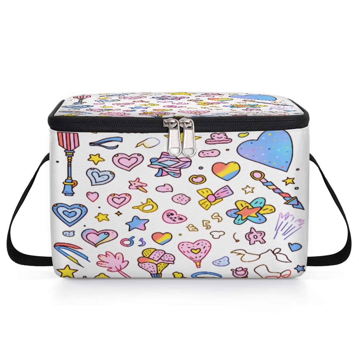 GzLeyigou Summer Element Lunch Bags for Women Men 9 Cans, Hot & Cold Food Delivery Bag Insulated Grocery Bag Insulated Lunch Box Cartoon Cooler Bag for Office Work Picnic Beach