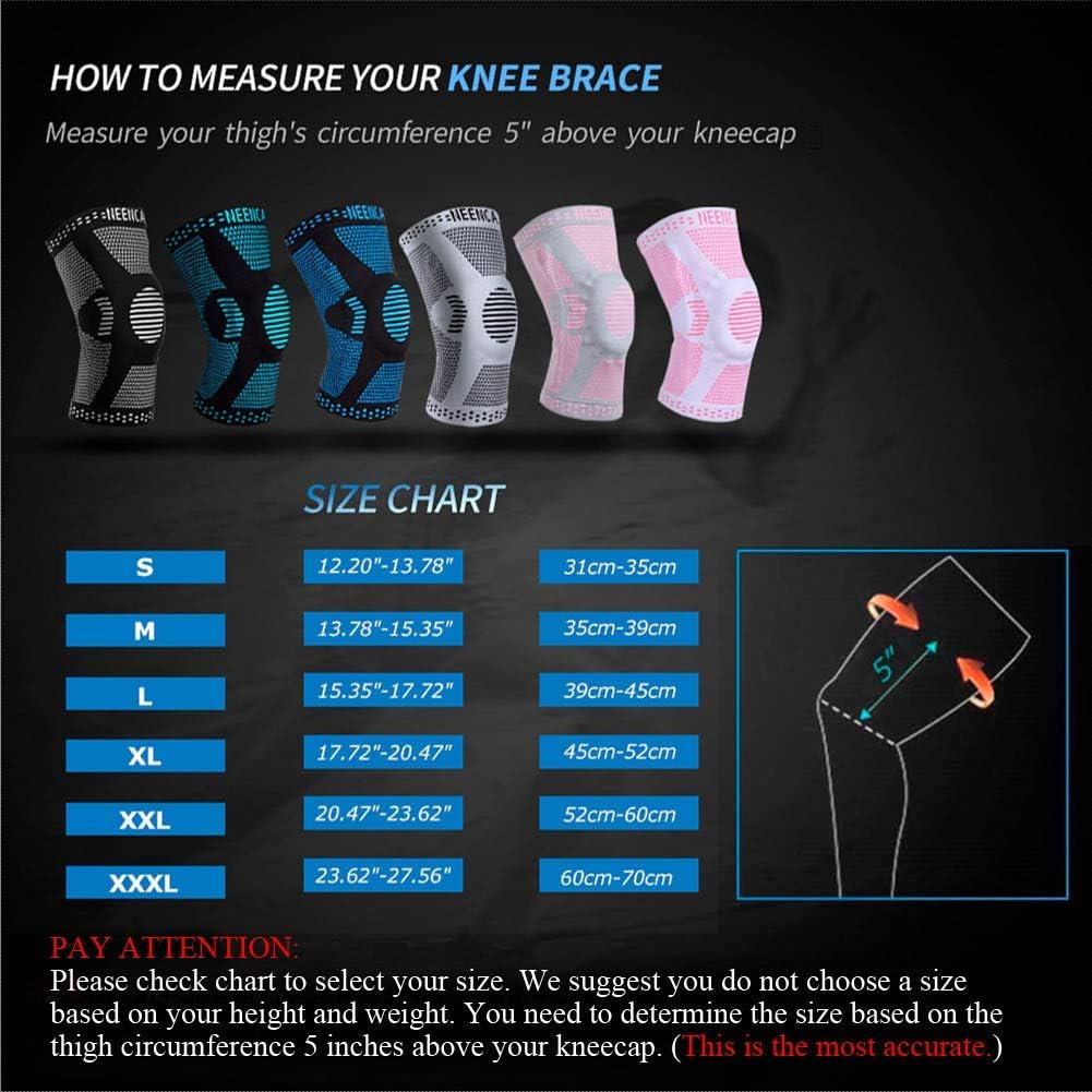 NEENCA Professional Knee Brace, Knee Compression Sleeve Support for Men Women with Patella Gel Pads & Side Stabilizers, Medical Grade Knee Pads for Running, Meniscus Tear, ACL, Arthritis, Joint Pain Relief : Sports & Outdoors