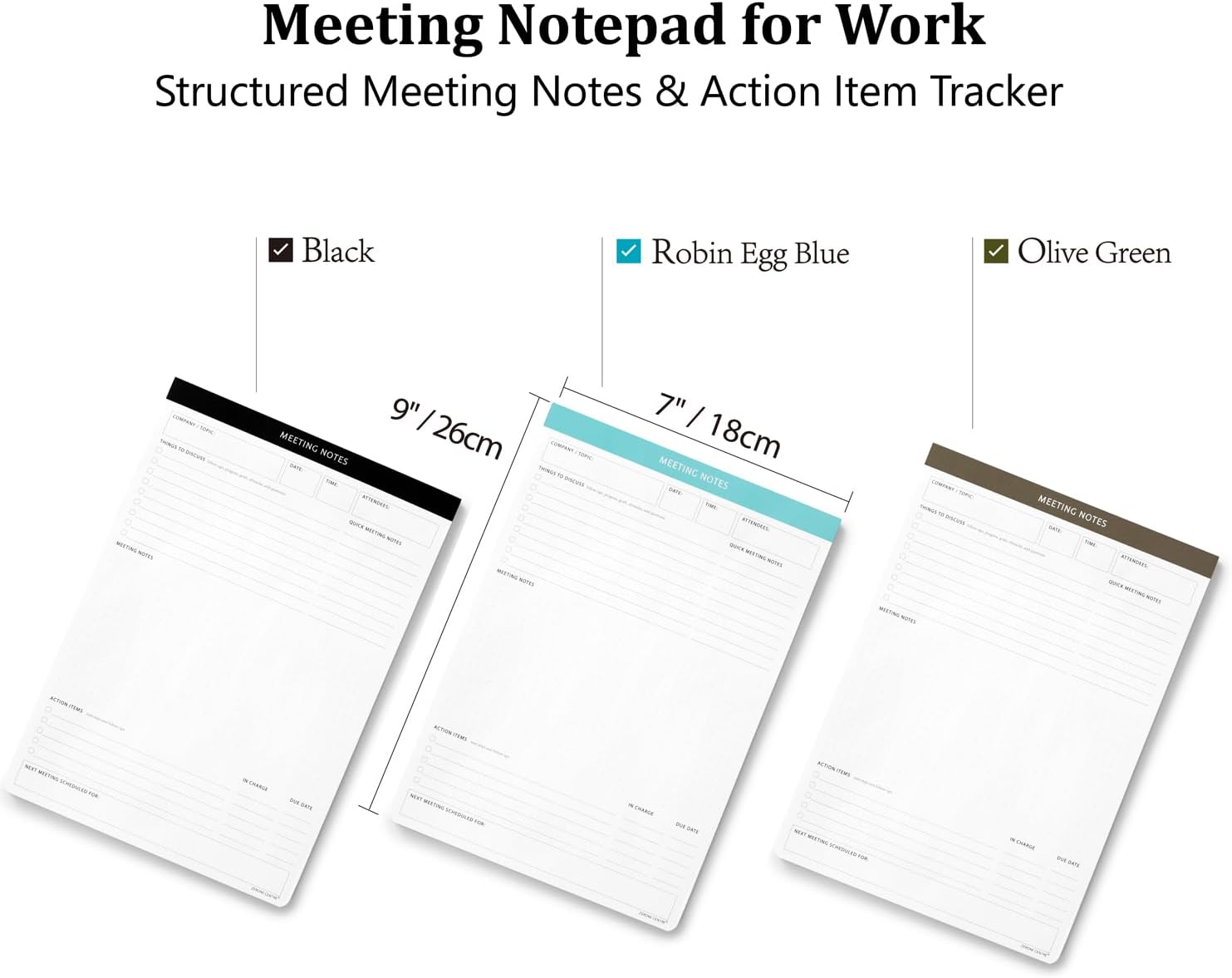 Meeting Notes Notepad with Action Plan for Professional Note-Taking - Plan, Record and Track Minutes & Actions From All Your Important Meetings-7"x10.2" Agenda Organizer Planner for Women Men,Office & Business image 2
