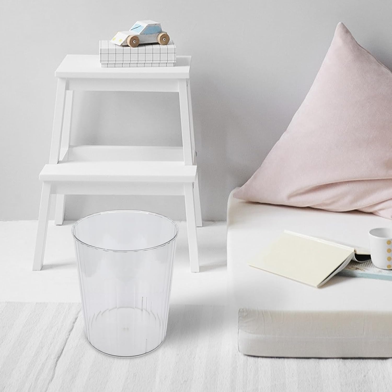 SEWACC Large Waste Paper Container Trash Bin with Flower Arrangement Bucket, Garbage Bucket for Home Kitchen Office Storage and Organization