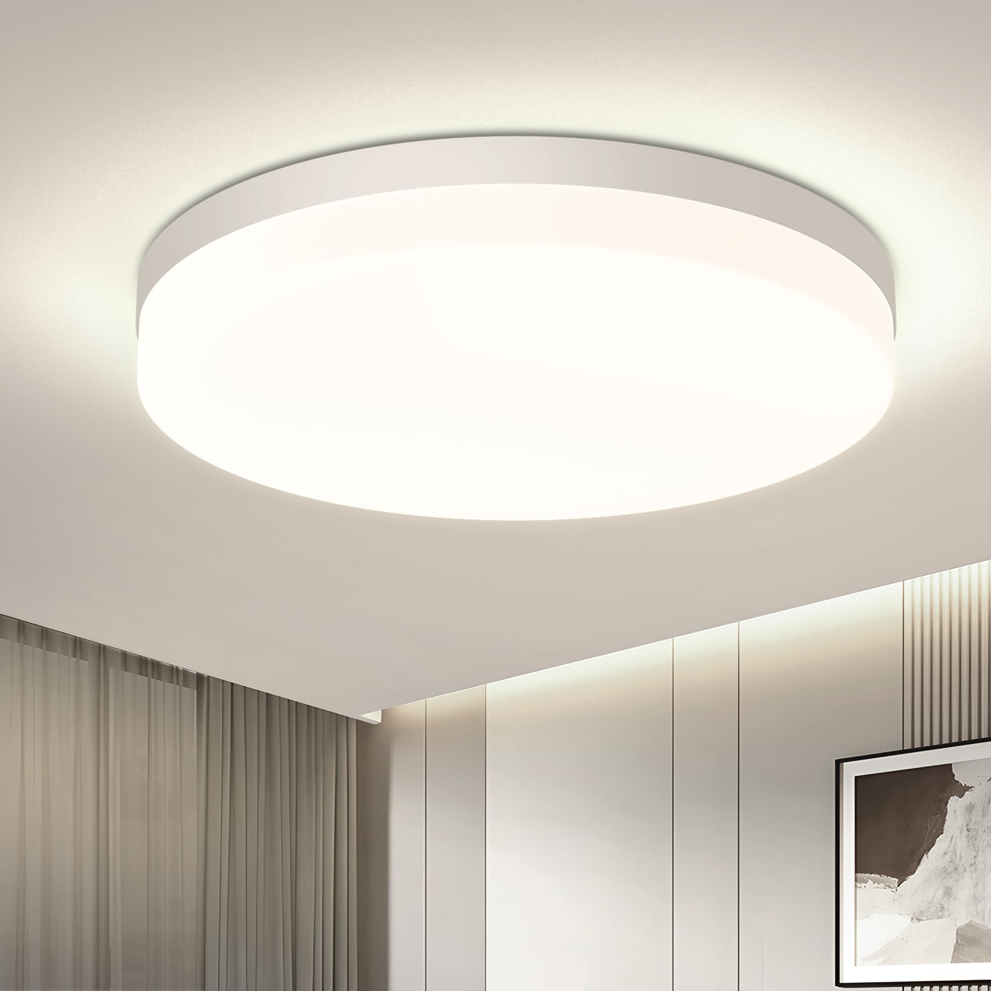 EASY EAGLE Plafoniera LED Soffitto 48W, Lampada da Soffitto LED 4000K 4800LM Plafoniera Bagno Rotonda Ø30CM Plafoniere da Ufficio Luce Soffitto per Camera da Letto, Cucina, Soggiorno, Balcone