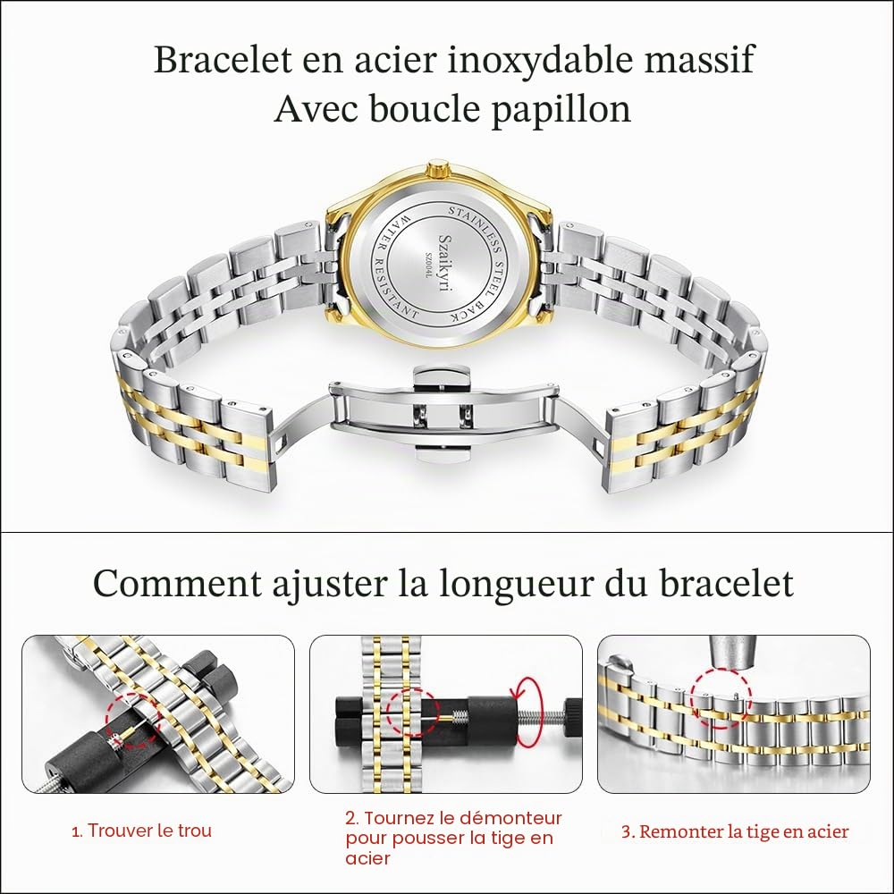 Montre Classique pour Femmes avec Chiffres Arabes Calendrier Résistant à l'Eau