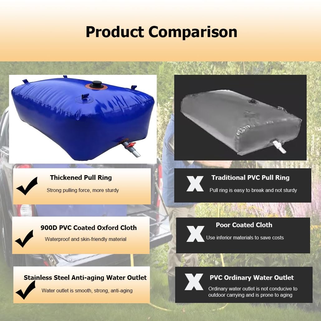 Bolsa De Almacenamiento De Agua, Tanque De Vejiga De Agua Plegable, Contenedor De Agua De Plástico Flexible Portátil, Cubo De Gran Capacidad, Barril Colector(1.3x0.8x0.58m/600L/158gal)