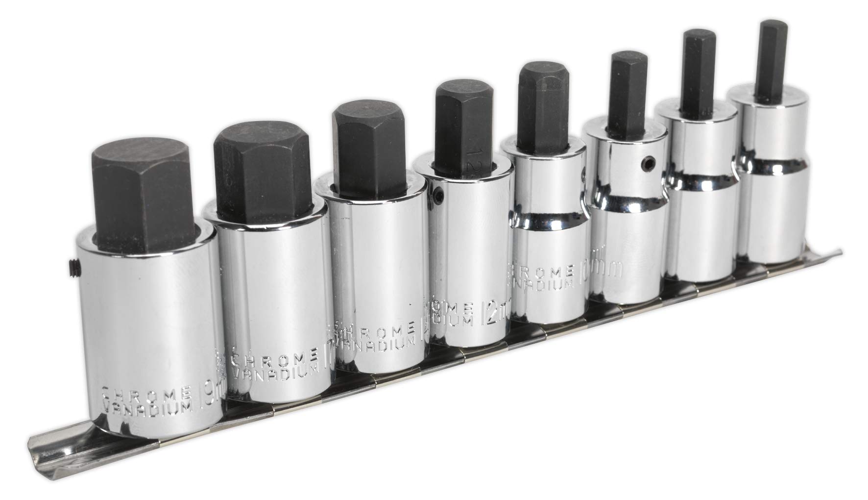 Sealey Ak62258 Hex Socket Bit Set 8Pc 1/2Sq Drive Metric