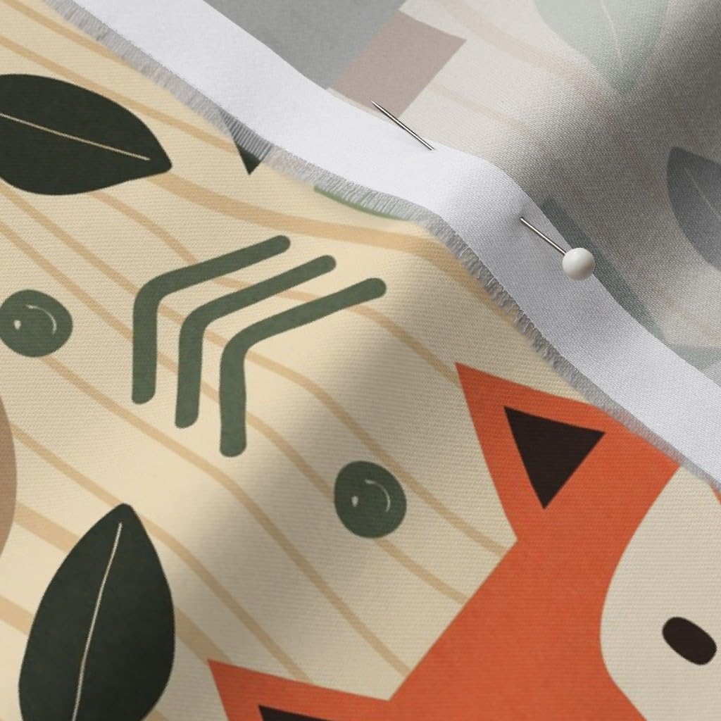 Spoonflower Fabric - Woodland Creatures Animals Animal Creature Nursery Rustic Forest Cute Printed on Organic Cotton Sateen Fabric by The Yard - Sewing Quilting Apparel Home Decor