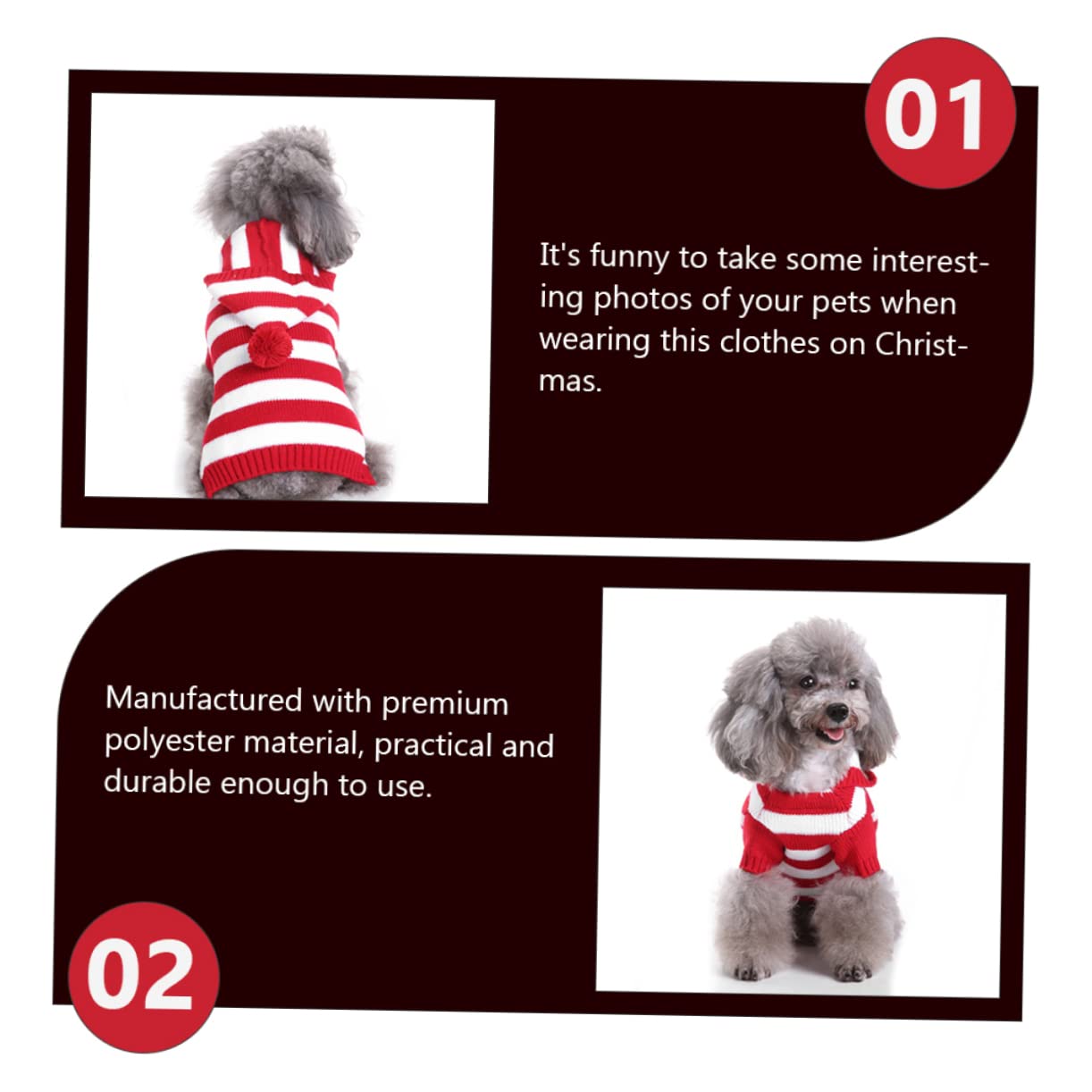 minkissy 3pièces Pull pour Chien Tricot avec Capuche Vêtement De Noël pour Animaux De Compagnie Costume Adorable pour Hiver Et Séances Photos