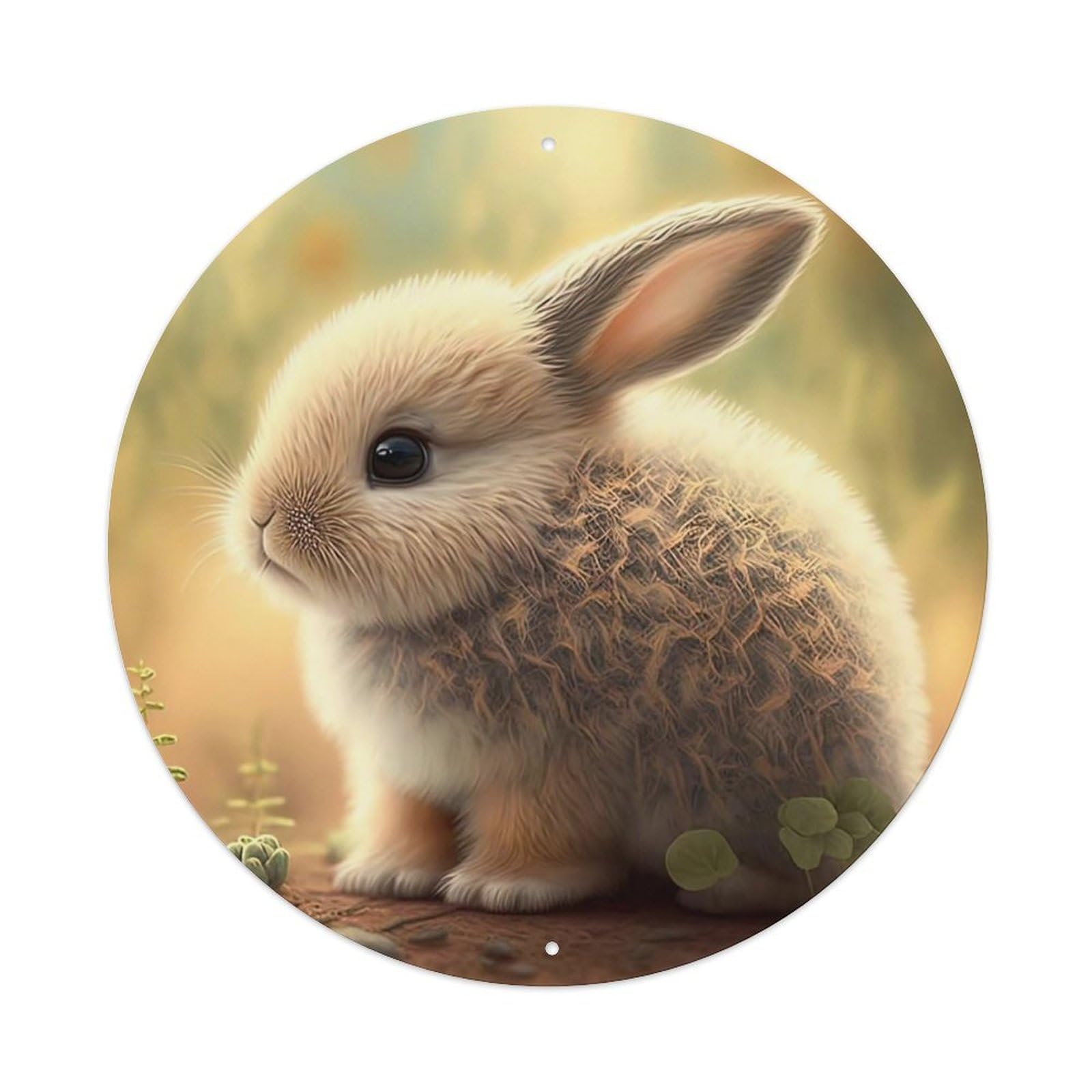 Animal Artwork Well-behaved Rabbit Vintage Metal Tin Sign Plaque Wall Decor for Cafe, Club Bar, Office, Garden Metal Poster 8x8Inch