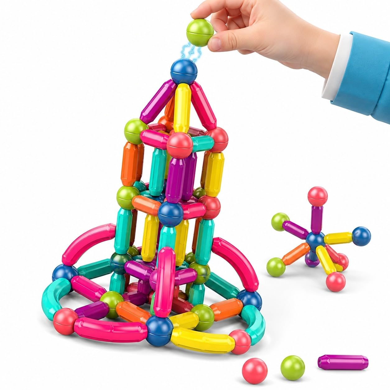 Crackles Learning Magnetic Sticks & Balls Building Blocks Kids Activities Toys for Toddlers, Educational Stem Learning Magnet Building Blocks,Kids Toys for 3+ 3 4 5 6 7 8 9 Years- Gift Sets (36 Piece)-image-26