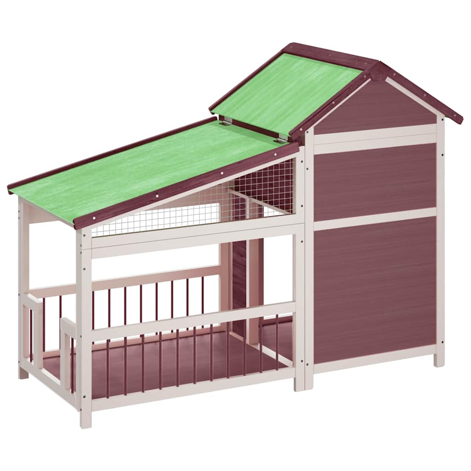 Hundehütte Massivholz Kiefer 143x60,5x109cm | Wetterfestes Dach, großer Eingang, für Hunde & Kleintiere