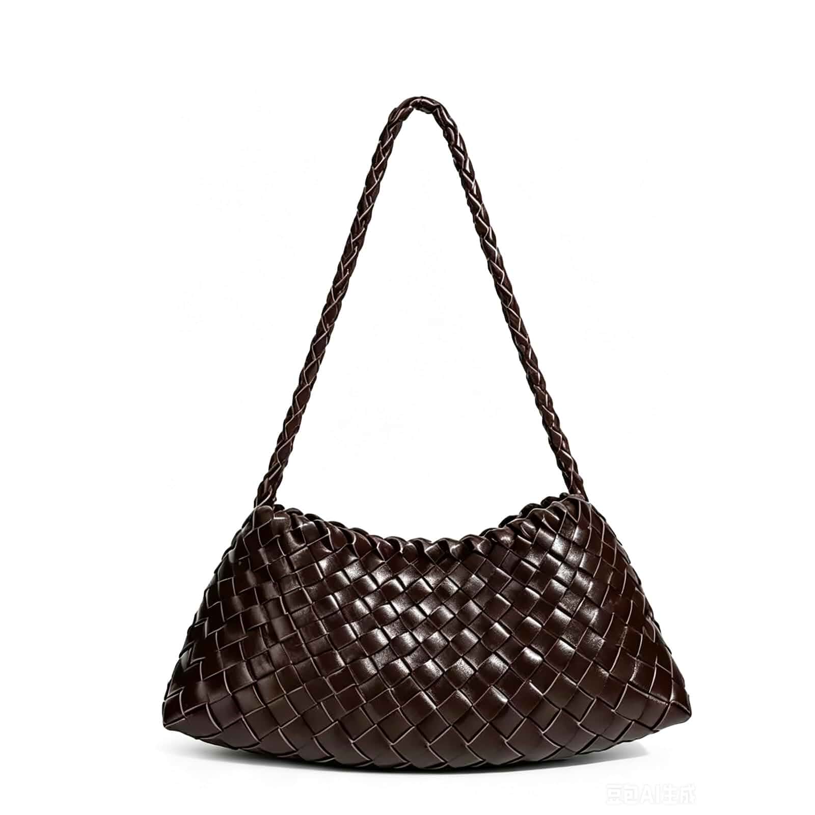 Woven Shoulder Bag for Women Fashion Woven Leather Purse Tote Handbag Secure drawstring inner pouch，vegan small woven purse and handbag, for travel commute everyday