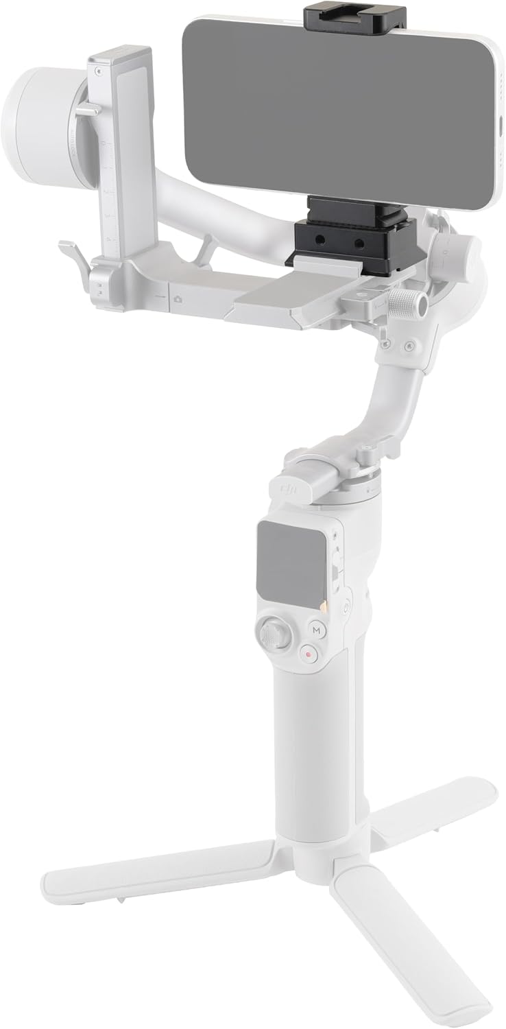 FocusFoto Metal Phone Holder with Baseplate for Arca-Swiss,Compatible for DJI RS 4 Mini RS3 RS4 Pro Gimbal Stabilizer, Phone Tripod Mount Adapter with Cold Shoe & 1/4" 3/8" Thread for iPhone 17/16/15