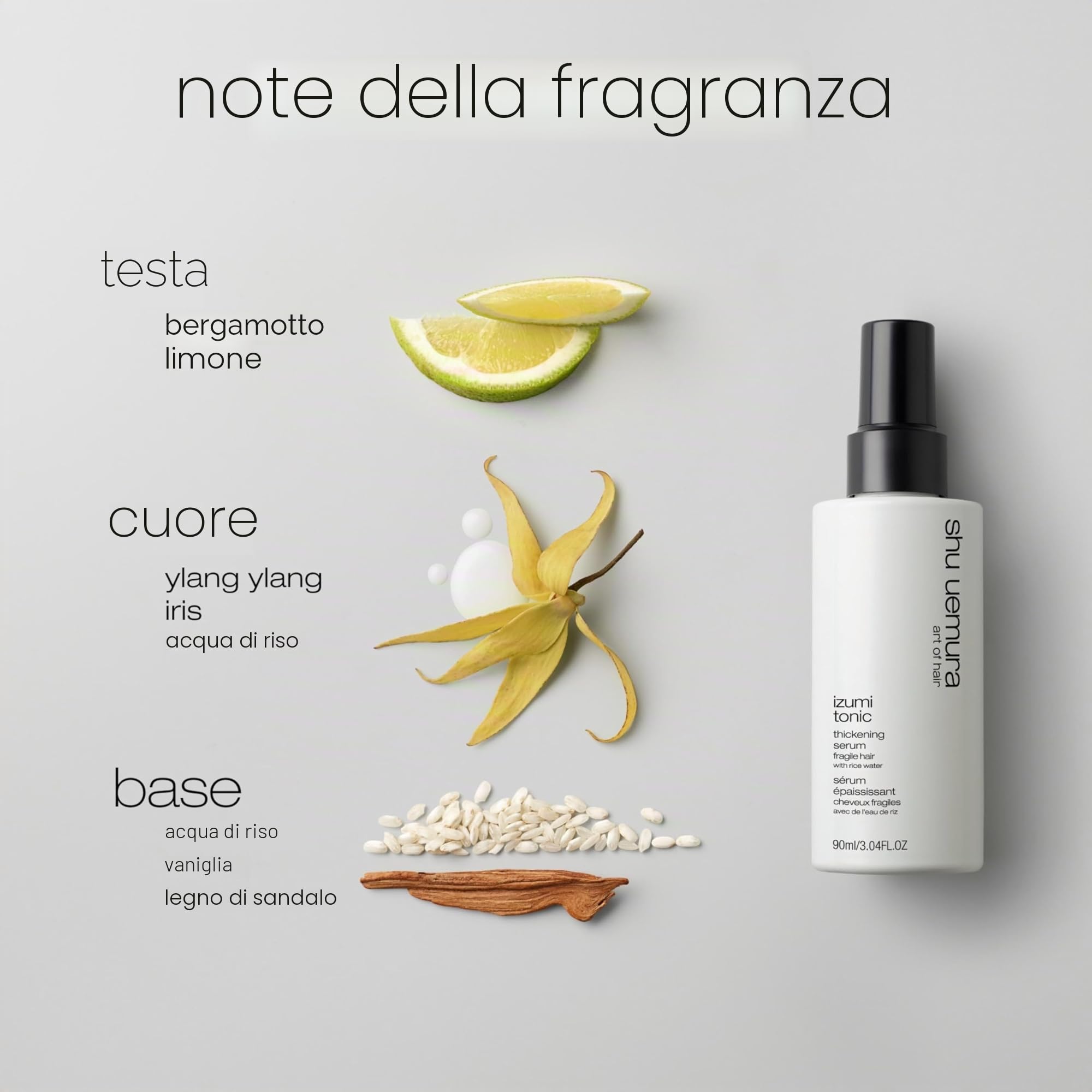 Shu Uemura Art of Hair, Siero per Capelli Ispessente, Per Capelli Fragili, Effetto Rinforzante, Arricchito con Acqua di Riso, Chioma Più Forte e Luminosa, Izumi Tonic, 90 ml
