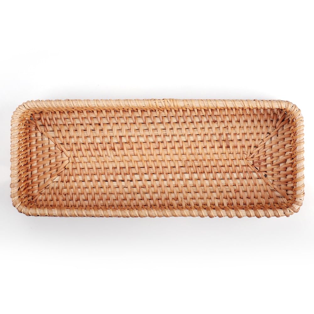 1 cestino per il pane in rattan intrecciato, piccolo cestino per la vanità, per la conservazione, decorativo (naturale, 28 x 11,5 x 4 cm)