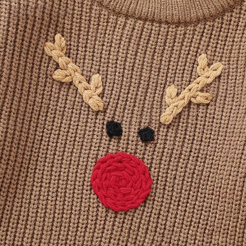 Toddler Kids Xmas Reindeer Knitted Sweaters Long Sleeve Christmas Knit Pullover Boys Girls New Year's Knitwear3