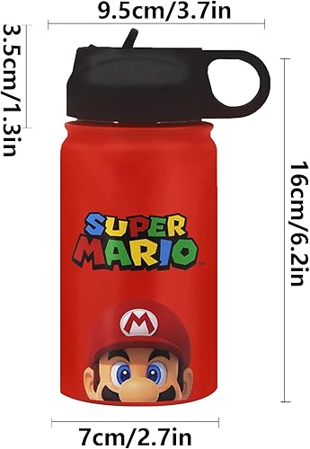 Miniatura 7 de Vaso de agua reutilizable para niños con aislamiento de acero inoxidable, bonito vaso con tapa con pajilla, asa ancha, a prueba de fugas para niños