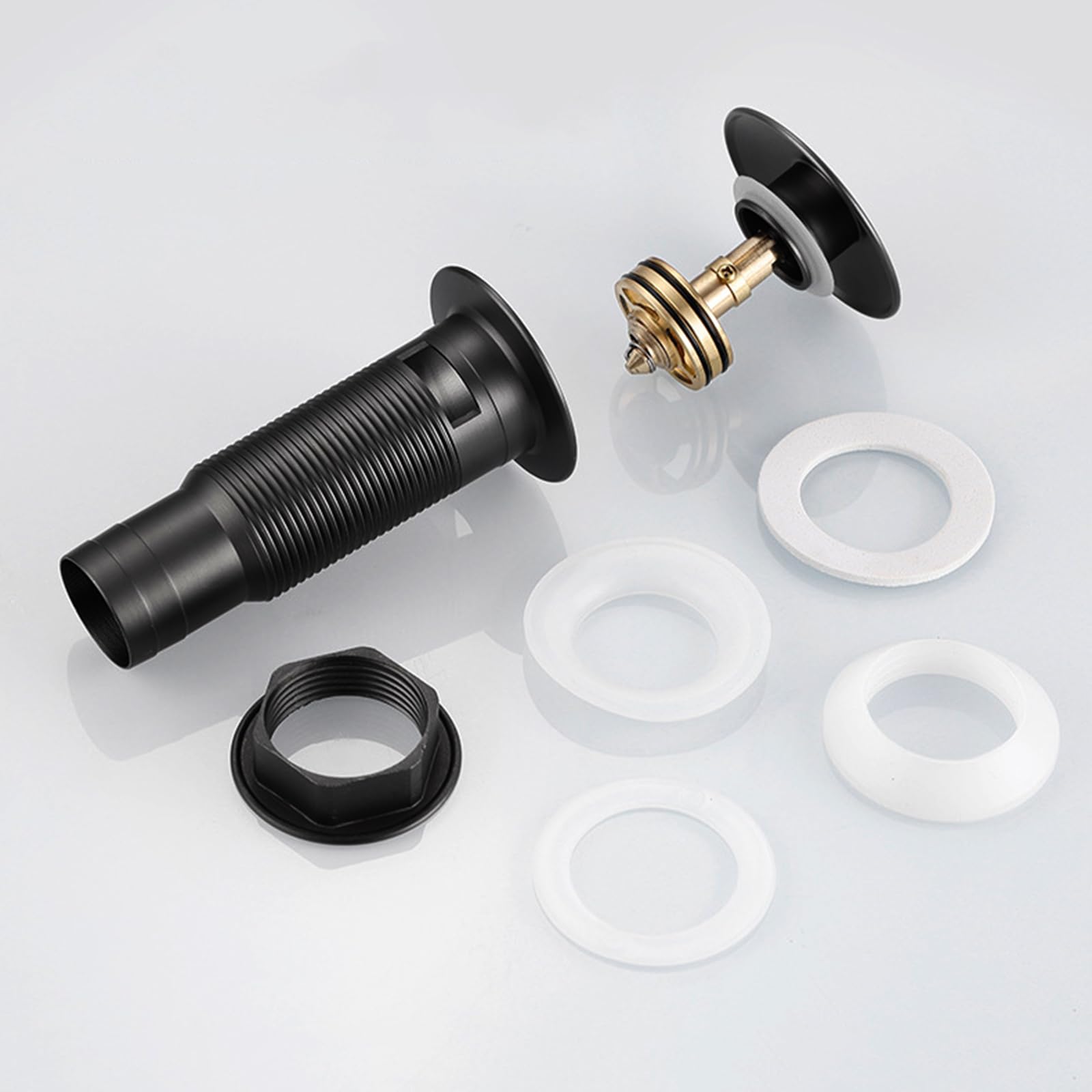 Desagüe Universal Con Rebosadero。Tapones de Desagüe Lavabo。VáLvula Para Lavabo Clic Clac。Desagüe A Presión Totalmente De Cobre,negro,Con Orificio De Rebosadero