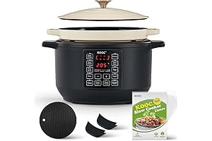 10-in-1 Electric Crock Pot with Cast Iron Self-Basting Lid