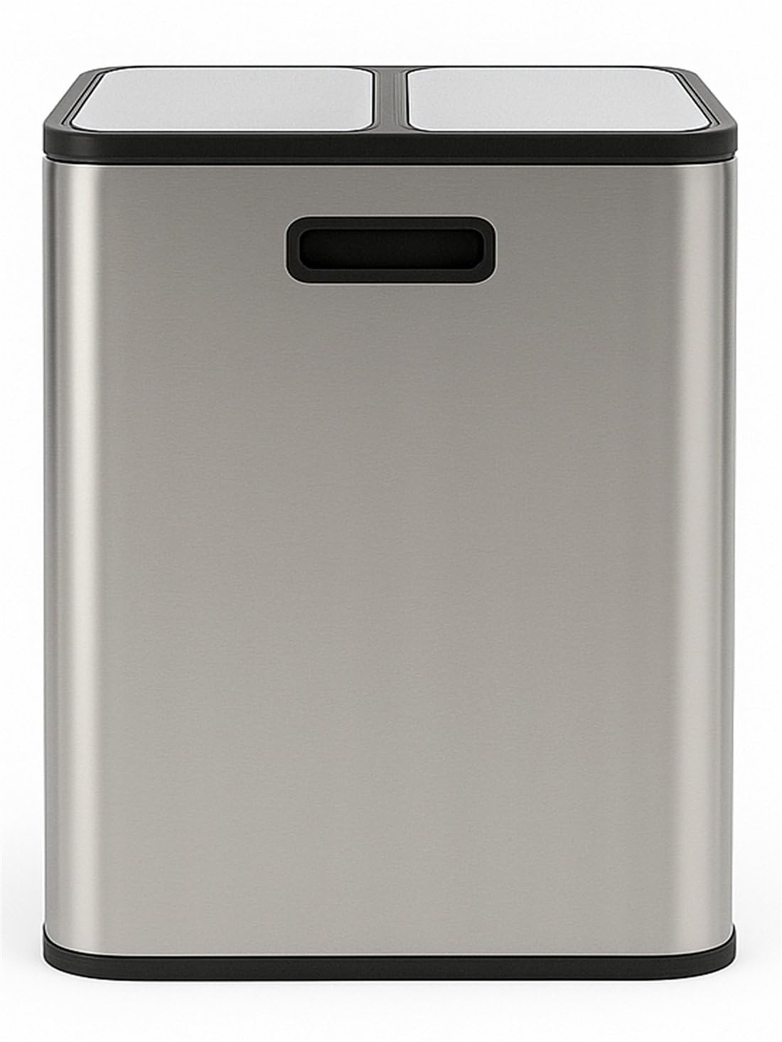 Jardin202 - Cubo reciclaje doble pedal | Acero Inoxidable y Negro Mate | Cubo de Basura Doble Compartimento | Para Cocina y Exterior | 30 litros (Plata)