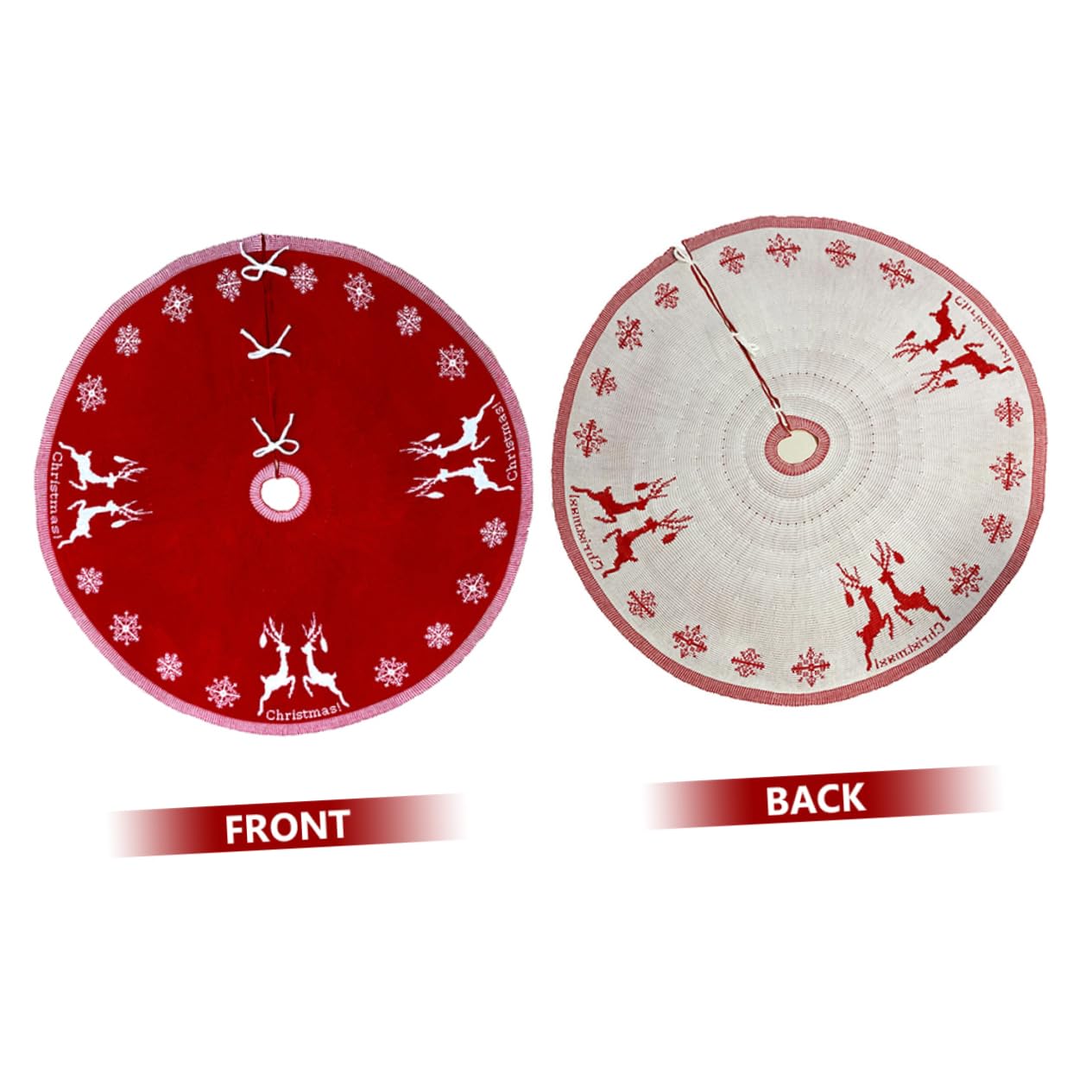 ABOOFAN Jupe de Sapin de Noël en Acrylique Rouge Tapis Décoratif pour Sol Maison Festive