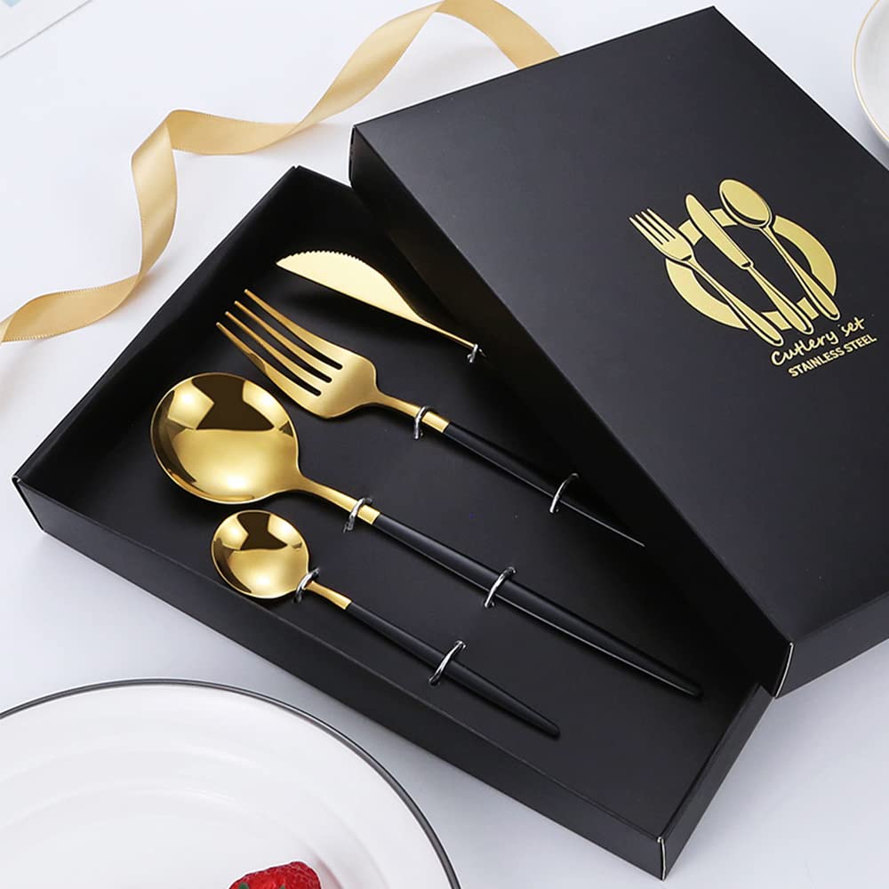 BesteckSet Steak Besteck Set Lebensmittelechtes Edelstahl-Besteck Set 8 Personen, 32-teiliges Geschirr, Essgeschirr für Zuhause und Restaurant, Hochzeit, Halloween, Weihnachten