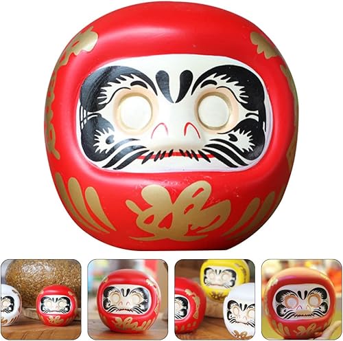 Miniatura 4 de STOBOK Decoración para el hogar, caja de ahorro de muñeca japonesa Daruma de cerámica, alcancía de gato, banco de deseos, estatua zen de la suerte,