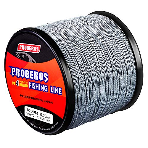Baikalbass Braided Fishing Line 4 Strands Strong Multifilament Pe Braid Wire For Saltwater 328Yard/300M 15Lb Gray #TOP1