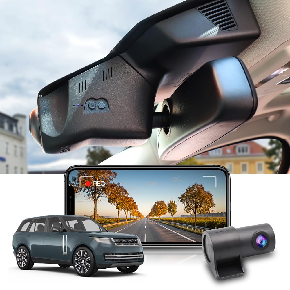 Fitcamx Front 4K+Rear 1080P Dash Cam Adapts for Land Rover Range Rover & Sport 2018 2019 2020 2021 2022 (Model 6111/L405/L494), OEM Look, Dual Loop Recording, WiFi & APP, G-Sensor, Easy to Use, 128GB