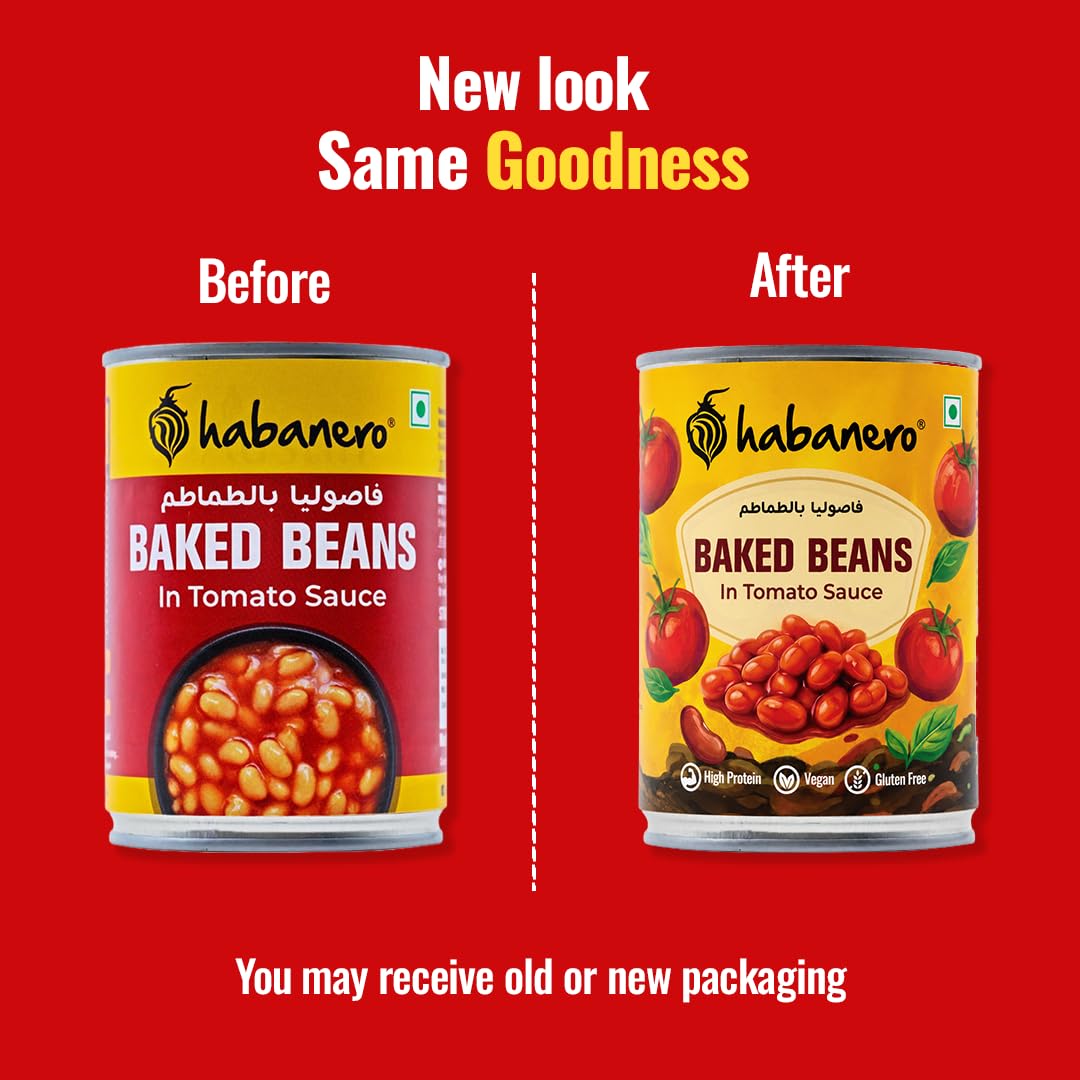 Habanero Baked Beans in Tomato Sauce | Ready to Eat Baked Beans | High Protein & High Fibre | Breakfast Beans | 400g 1