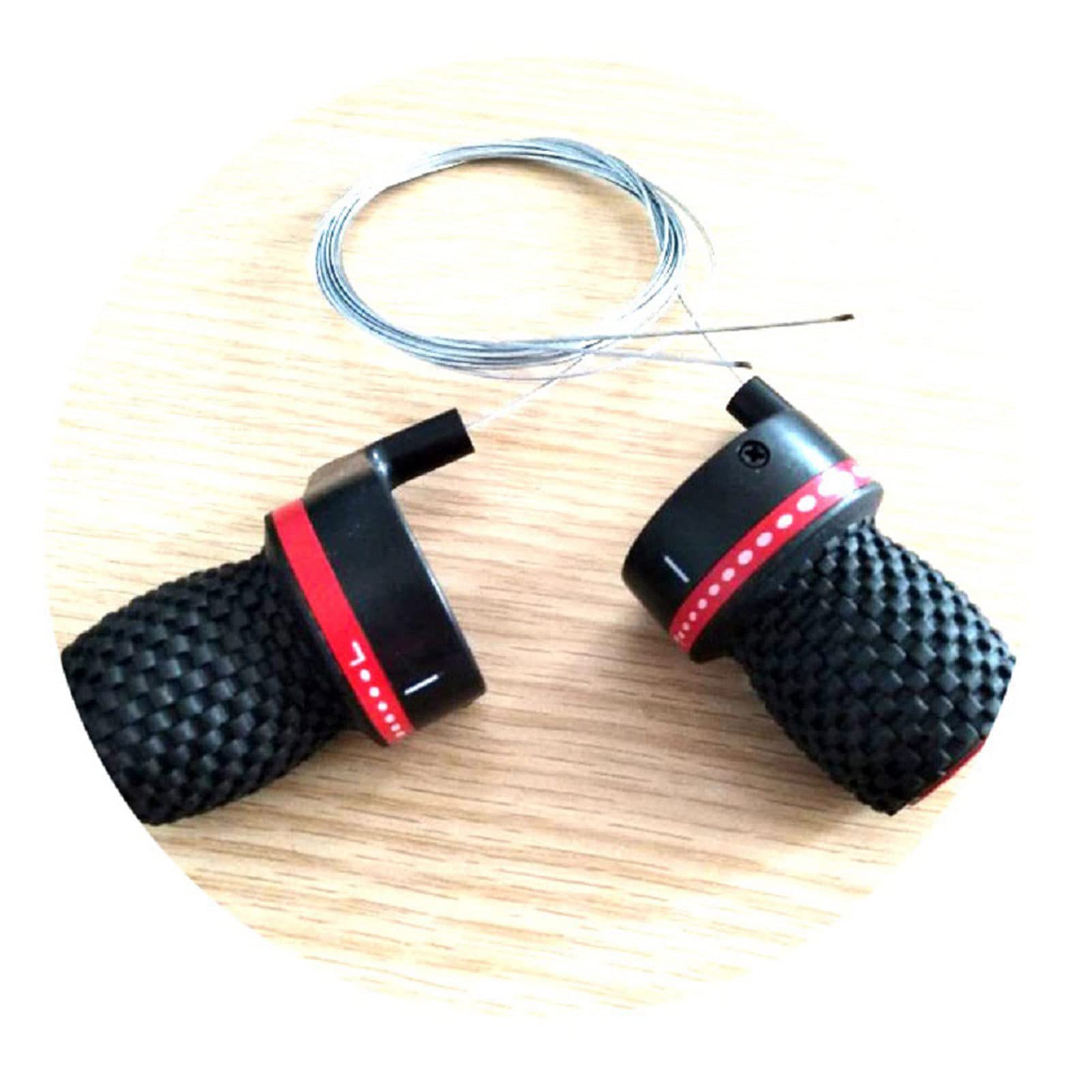 Set Manopole Cambio Bici Shifter Bike | Compatibile 7 Velocità, Impugnature In Gomma 22.2 Mm, Include Cavi E Coprimanubrio