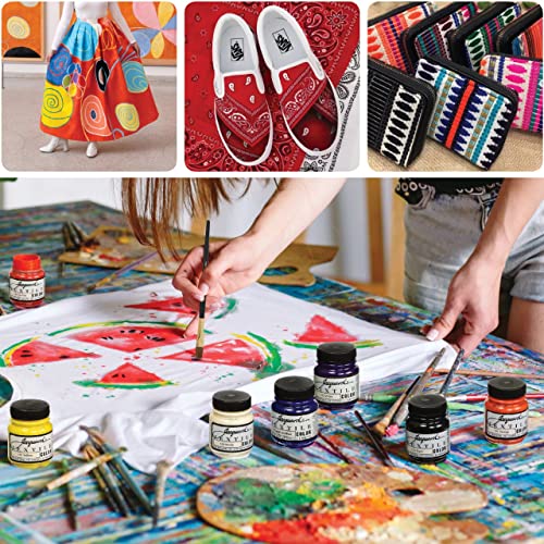 Jacquard fabric paint Fluorescent Textile 8-Color Set for Clothes,Permanent Fluorescent Paint for Jeans, Shoes, Canvas, Leather, Upholstery, With 3 brushes