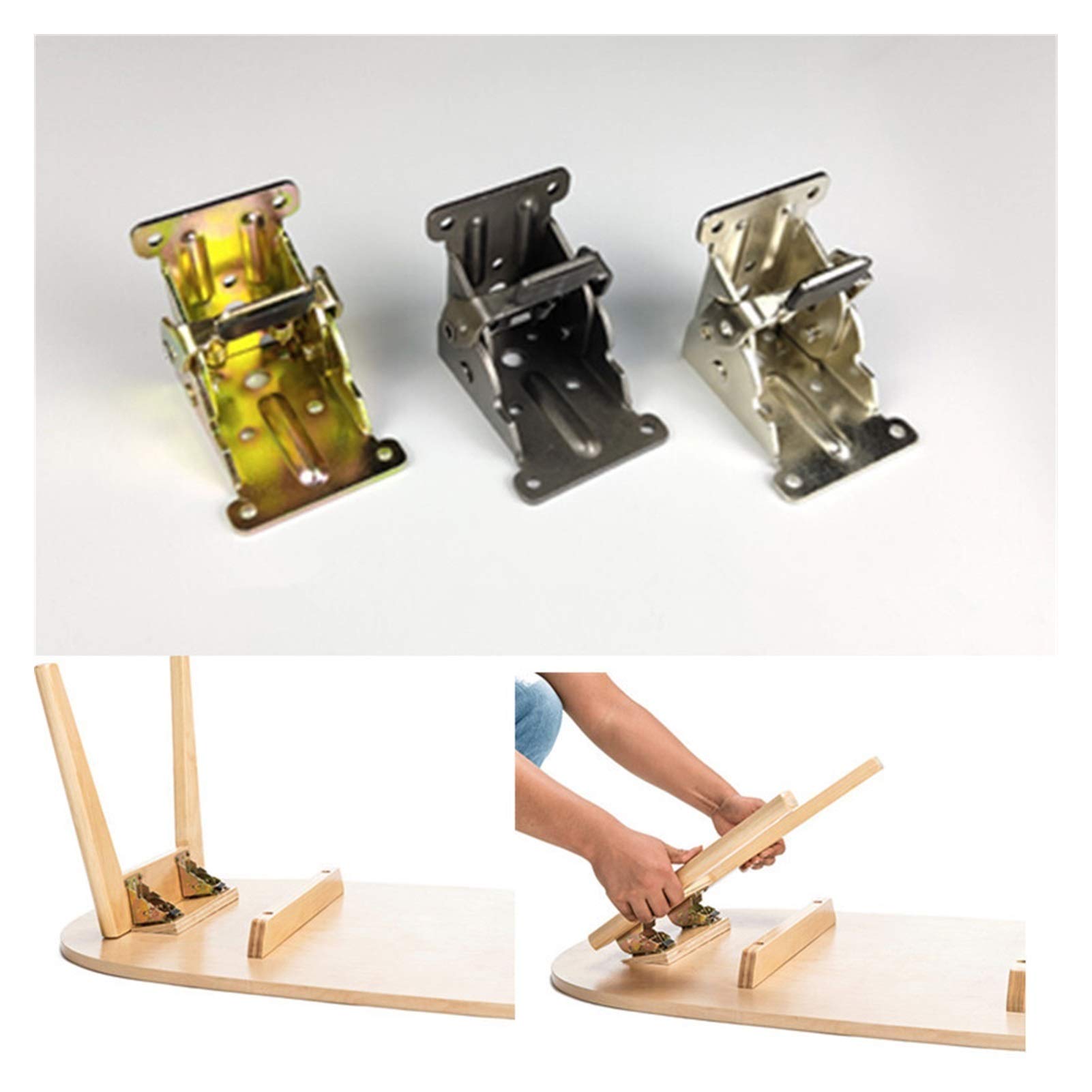 Bisagras, 2pcs Bisagras De Cierre Automático Conectores De 90 Grados Sofá Conectores De La Pierna para La Pata De La Tabla Soportan El Banco De Trabajo De Soporte Plegable(A)