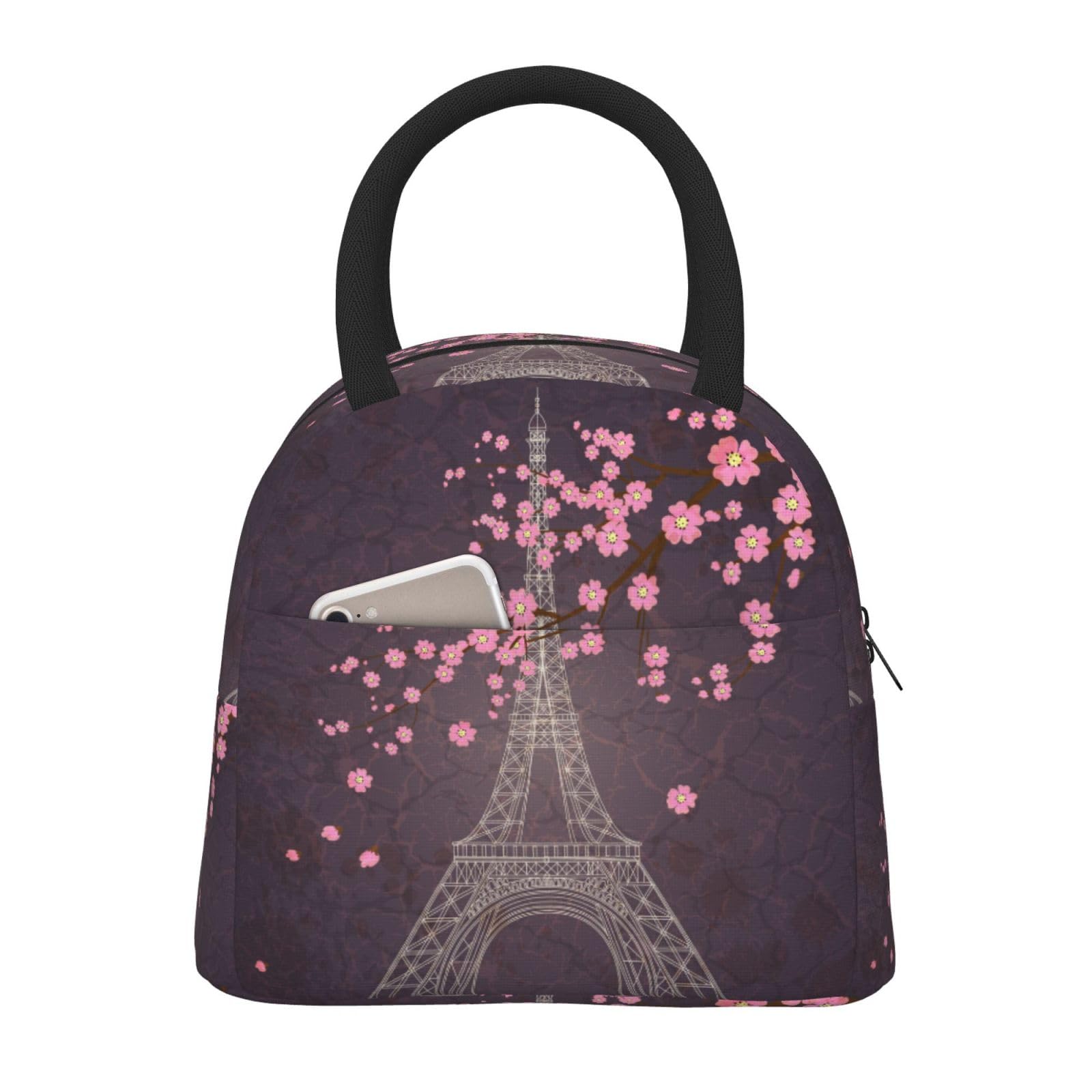 Duduho Vintage Paris Eiffel Tower Lunch Bag Large Tote Bag Reusable Lunch Box Container For Women Men Office Work Picnic, 10l
