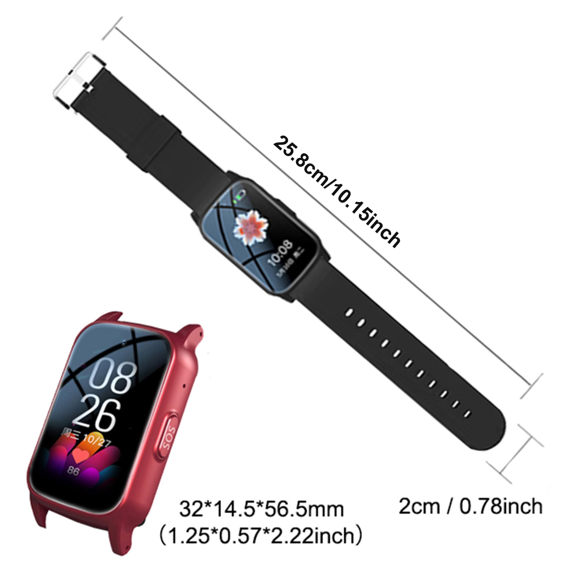 Reloj Localizador Personas Mayores, Reloj Detector Caidas Ancianos, Reloj GPS con Botón De Emergencia SOS, Llamada De Voz HD Y Resistente Al Agua, Reloj Sos para Personas Mayores,Red