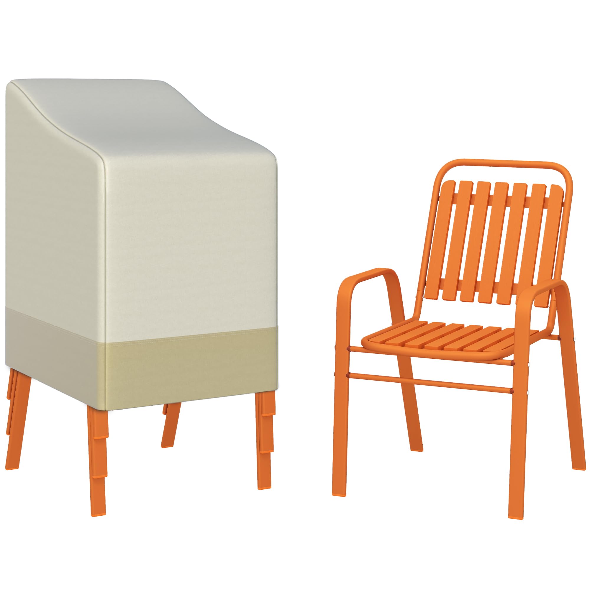 Chaises de jardin confortables dossier haut lot de 4 chaises empilables acier orange