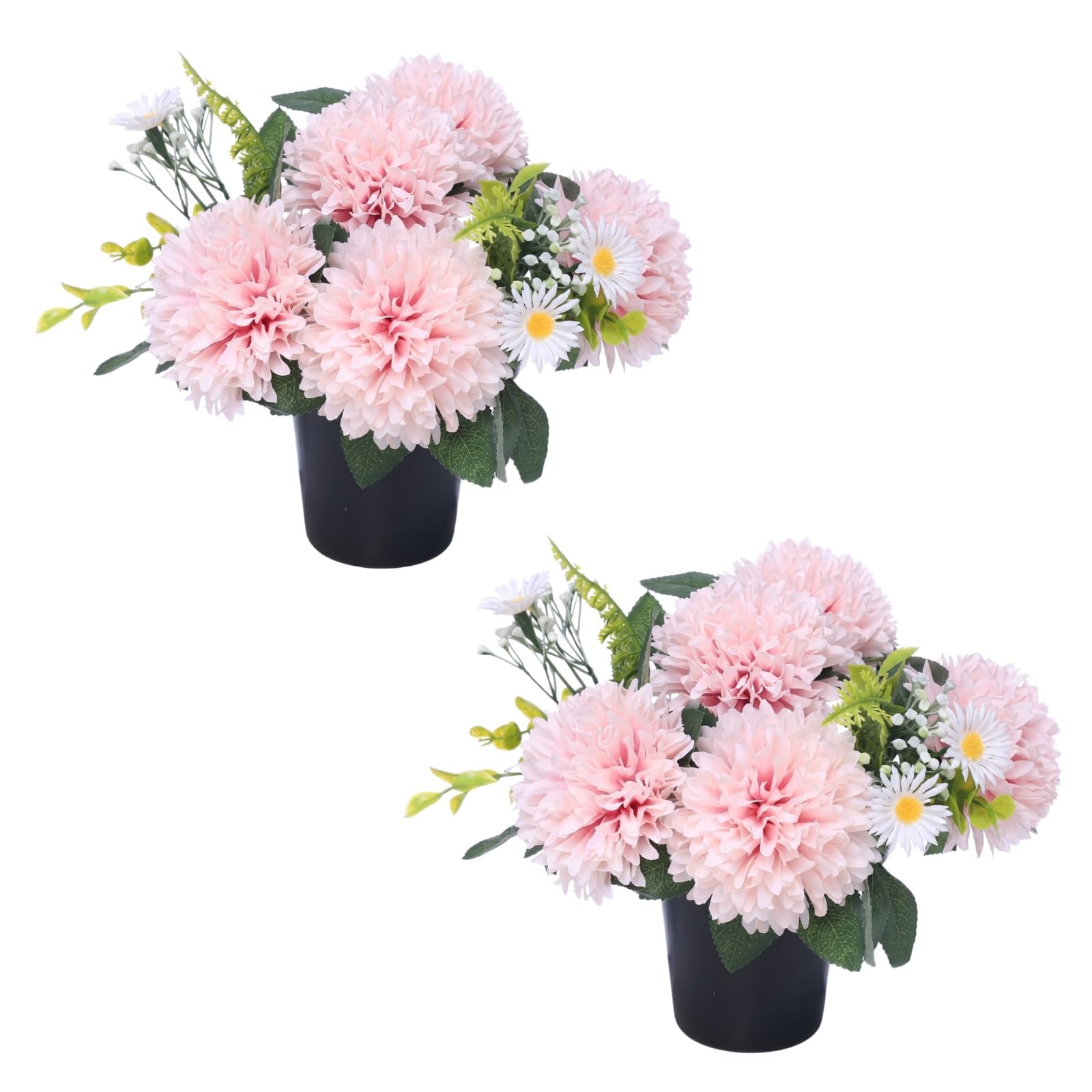 Homesecret Pink Daises Pack 2 Artificial Flowers For Graves 25Cm | Flower Pots | Perfect For Enhancing Memorial & Cemetery Decor | Improved Design For Funeral Elegance & Lasting Tribute.