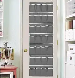 Sapateira Vertical Organizadora De Sapatos Porta Tênis Multiuso 28 Divisórias 14 Pares Estante Prateleira Pendurar Calçados (Cinza)