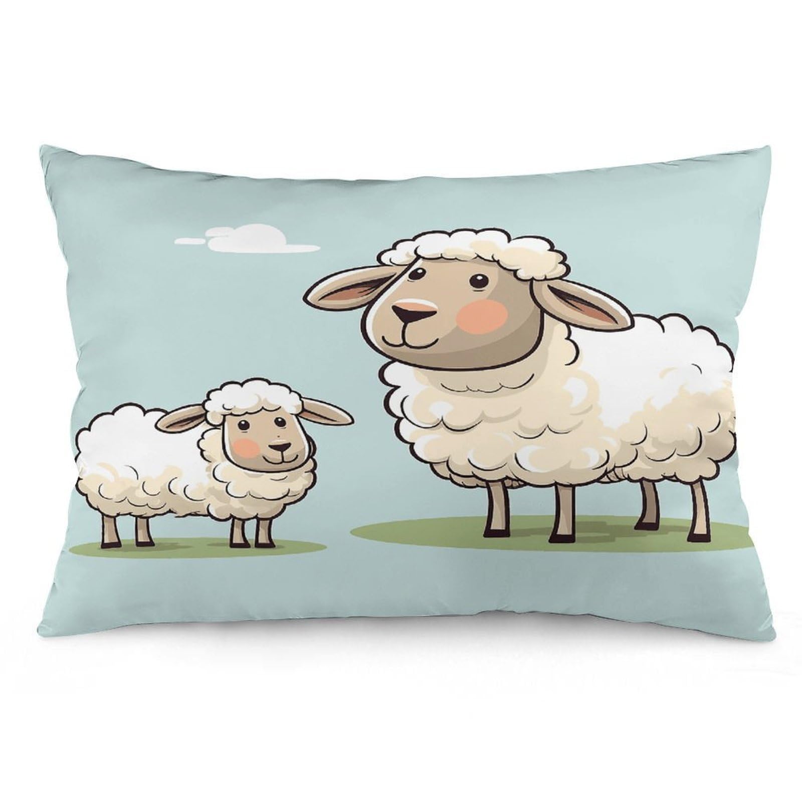 Wsoihfec Style Sheep And Lamb Cartoon Throw Pillow Covers Decorative, Pillow Cases Soft Plush, Modern Farmhouse Boho Cushion Cover For Bed Couch Sofa Living Room Spring Decor12 X20
