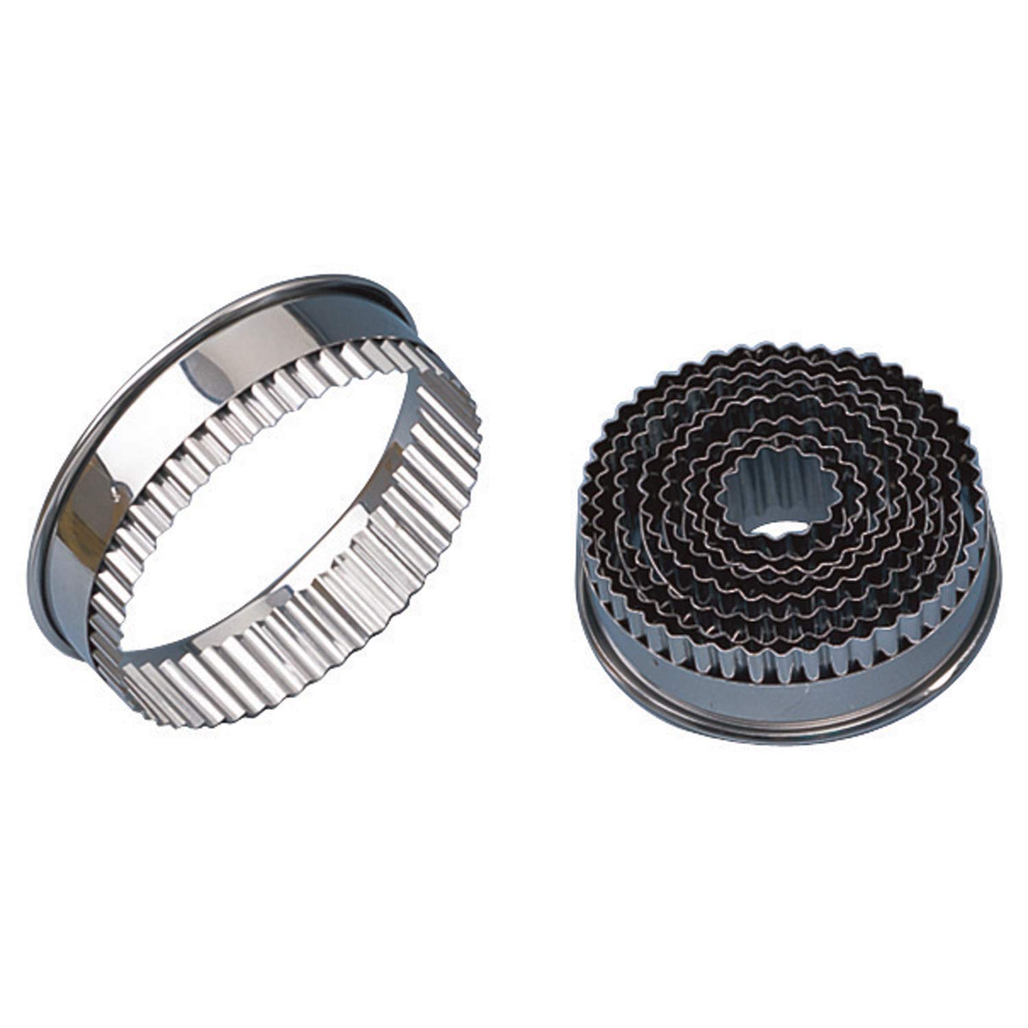 Piazza 285571 Lot de 12 emporte-pièces en acier inoxydable Cercle dentelé, 3-14 cm de diamètre