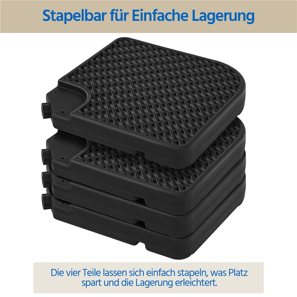 Yaheetech 4 Stück Sonnenschirmständer 50,5*50,5cm mit Wasser/Sand Befüllbar