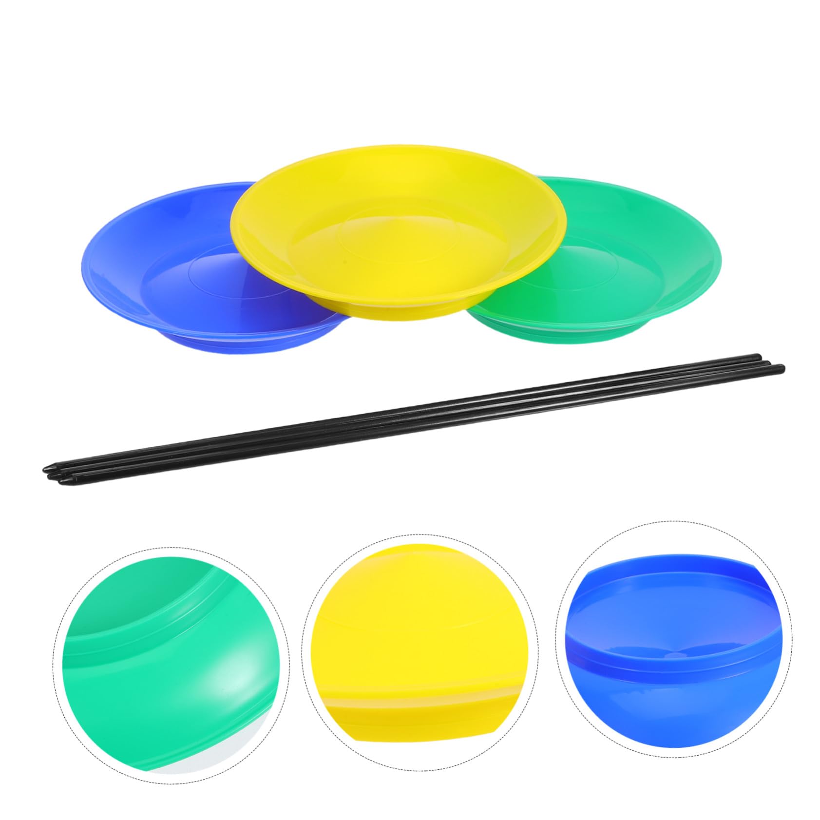UPKOCH 3 Ensemble Pagaie avec Plateau Tournant Accessoires de Jonglage pour Tout-Petits Jouets Adresse avec Bâtonnets Plastique Plateaux pour Équilibre et Spectacles