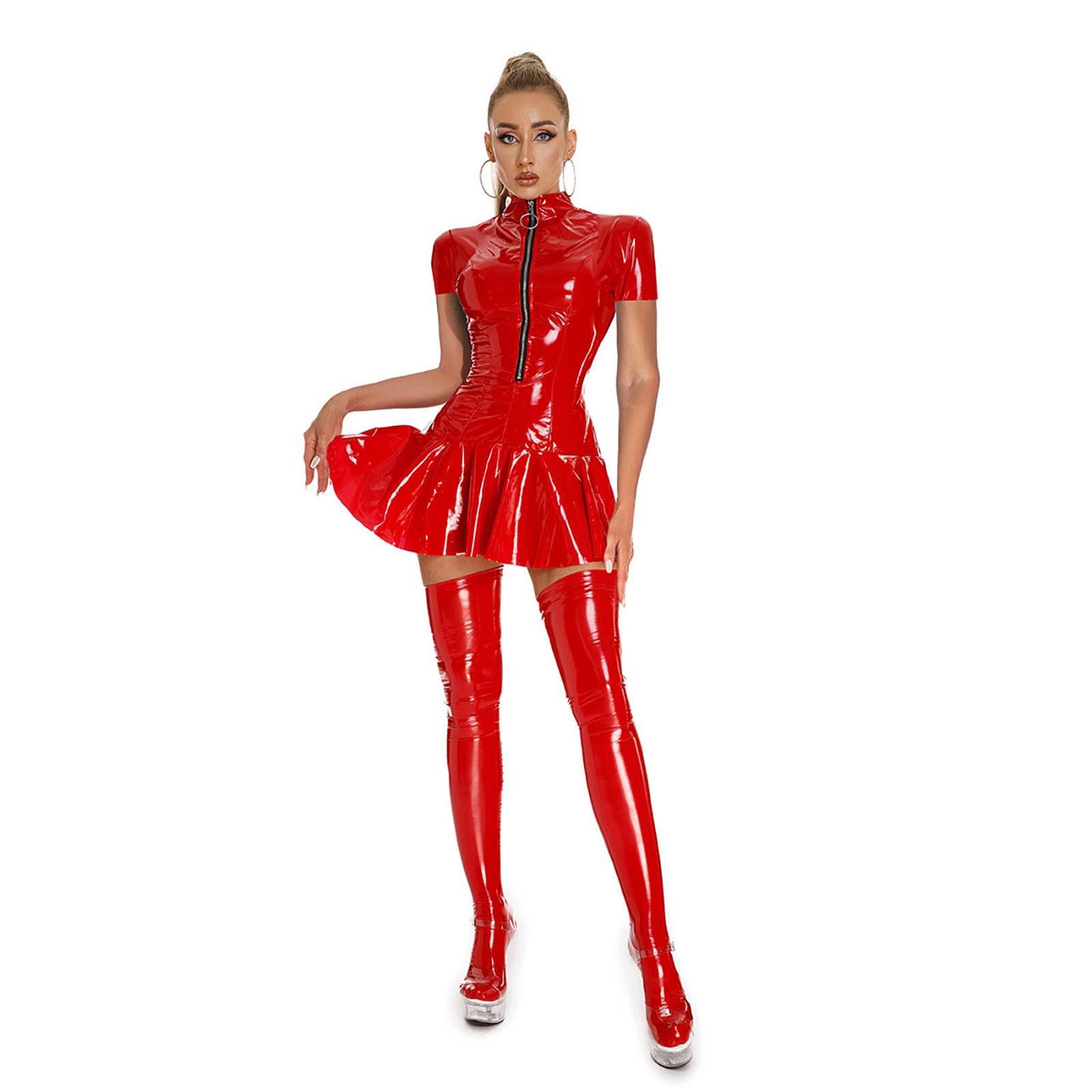 Sexy Dessous Damen Für Sex Unterwäsche Frau Body Kurze Babydoll Erotische Clubwear Reizwäsche Lack Lederkleid Curvy Glänzend Und Leder Outfit Catsuit Ärmellos