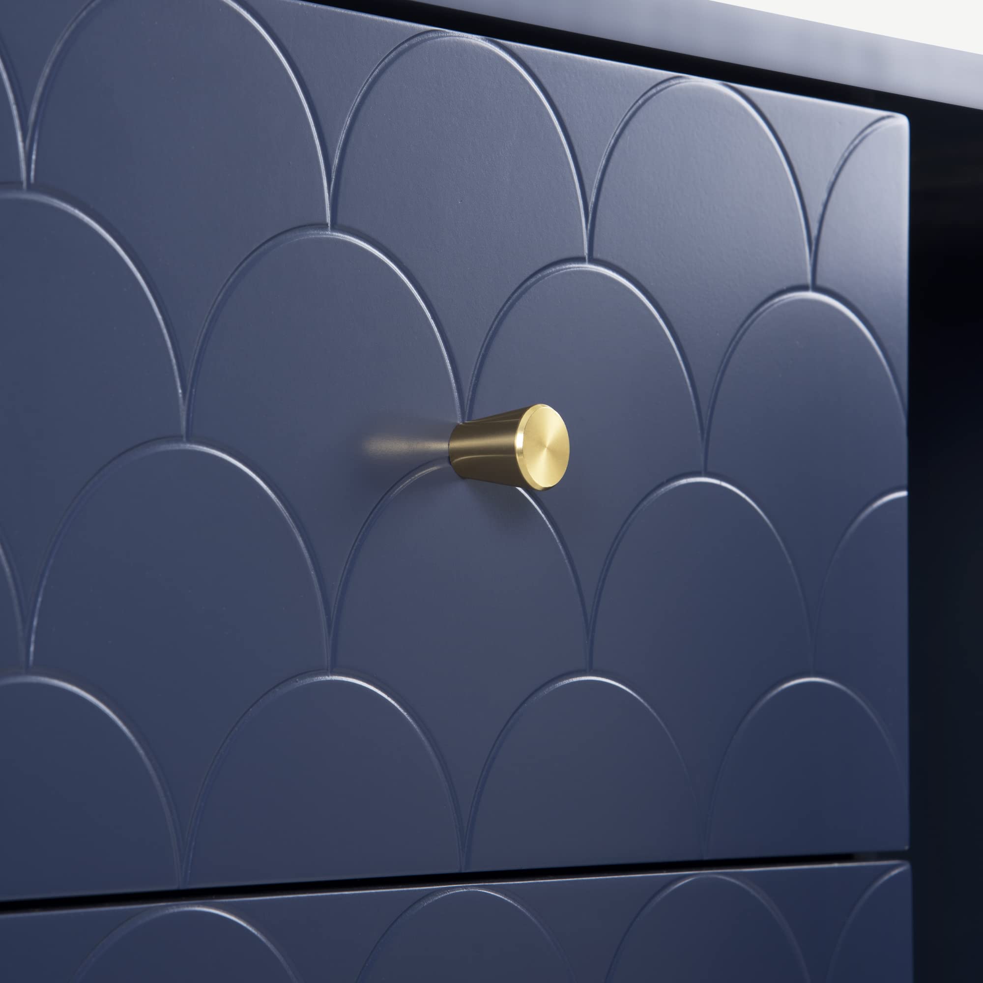 Merax Cassettiera con 3 cassetti e 2 ante, Cassettiera camera da letto, mobile Buffet con Maniglie e Gambe Dorate, Comò in legno, per Corridoio ufficio, Mobili per il soggiorno, blu navy, 120x40x82cm