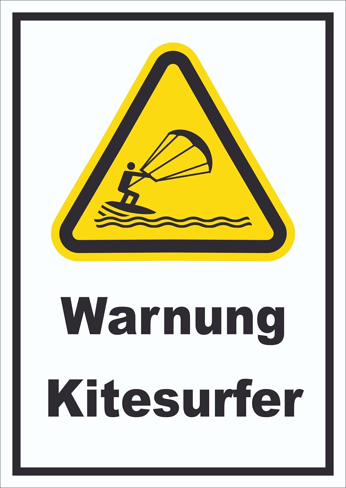 Schild Warnung Kitesurfer A1 Rückseite selbstklebend