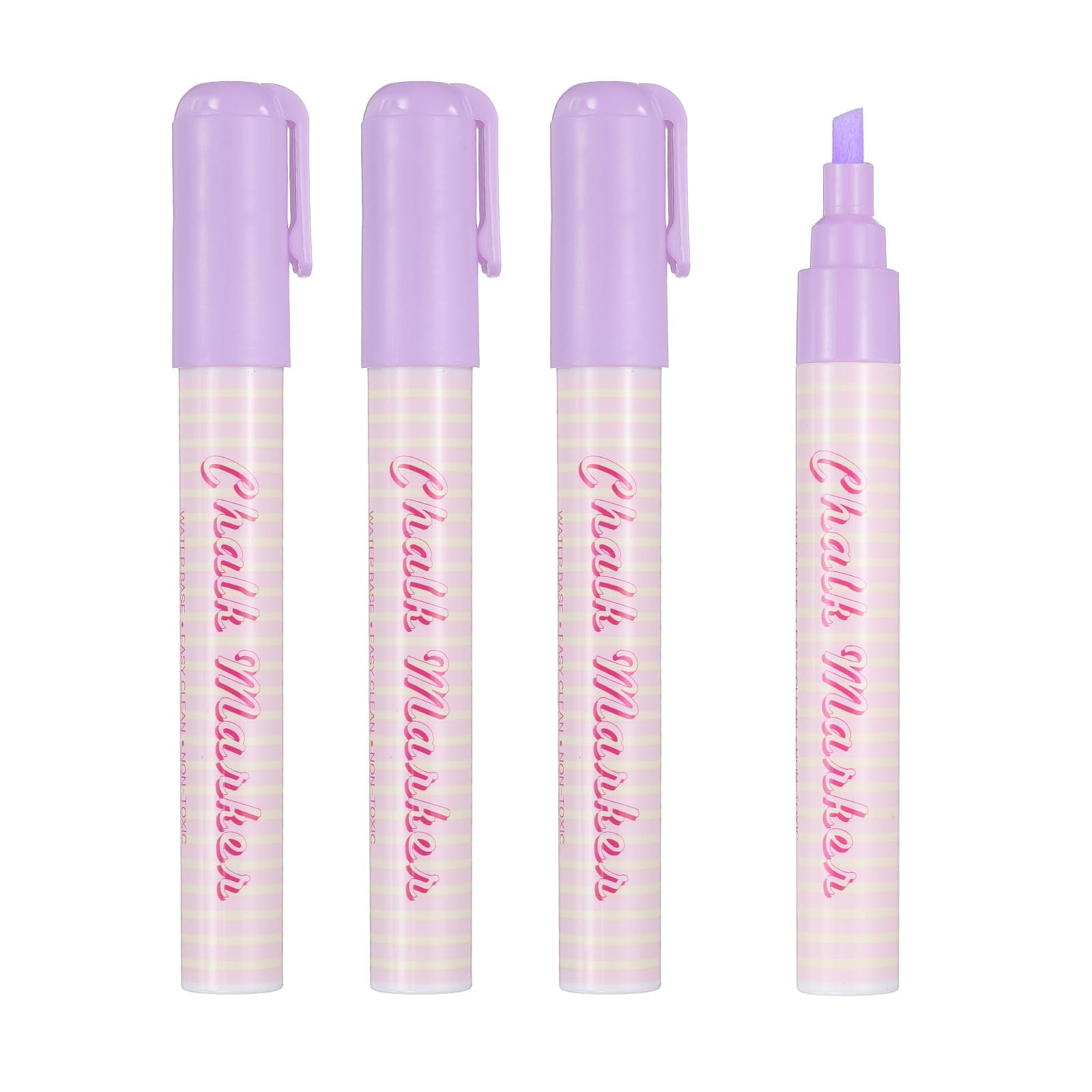 PATIKIL Liquid Chalk Markers 6mm, 4 Pcs Chalkboard Markers, Dry Erase Chalk Pens with Erasable Wide Fine Tip Wet Erase for Chalkboard Windows Blackboard Car Mirror Glass, Light Purple