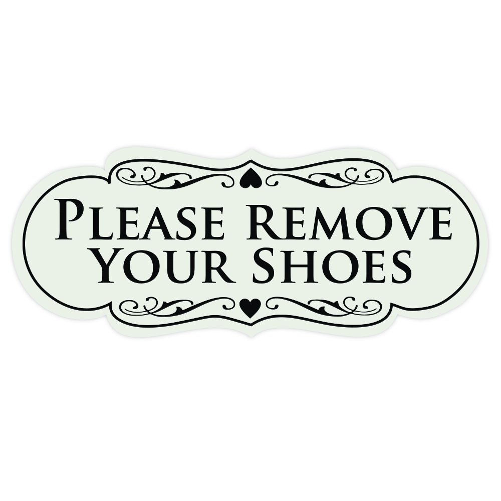 All Quality Designer Please Remove Your Shoes Wall or Door Sign - No Shoes Signage | Easy Installation - Lt Gray - Medium (1 Pack)